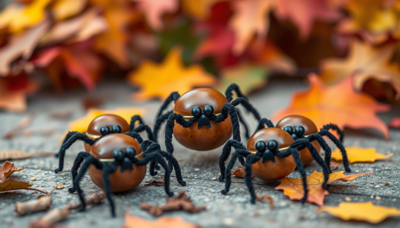 Kastanien spinnen basteln