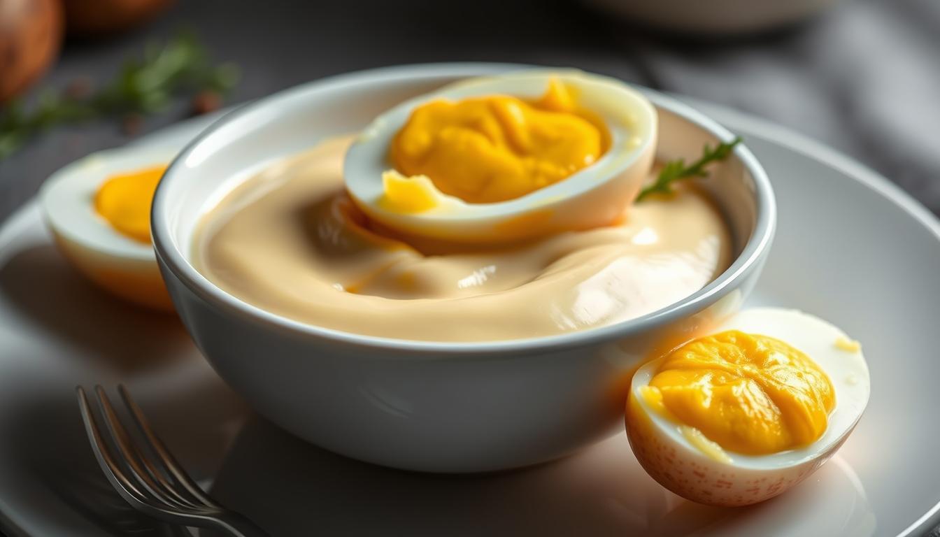 Mayonnaise mit gekochtem Ei