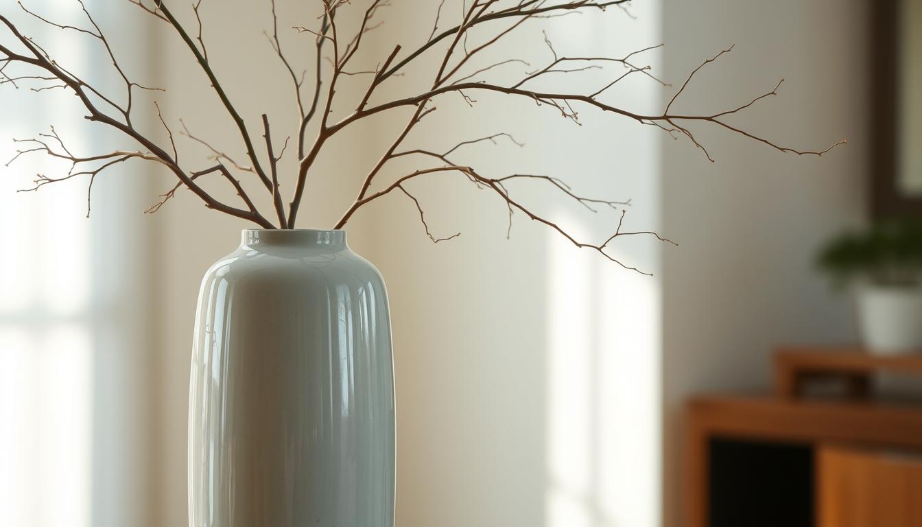 Bodenvase dekorieren mit Zweigen